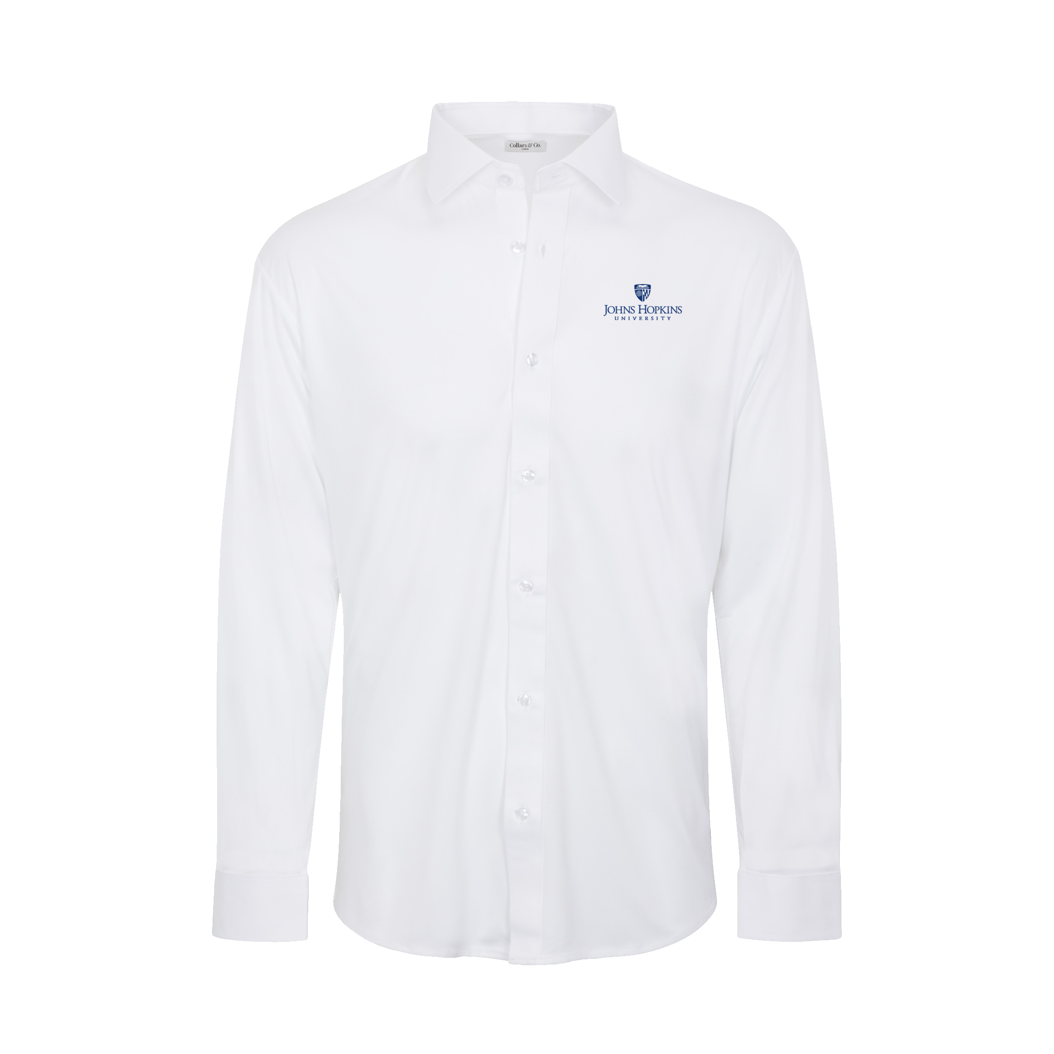 Johns Hopkins Quattro Flex Dress Shirt with Semi-Spread Collar White